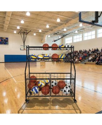 Rolling Sports Equipment Organizer, Garage Ball Storage Rack with Wheels, Heavy Duty Cart for Balls, Toys and Gear Indoor Outdoor