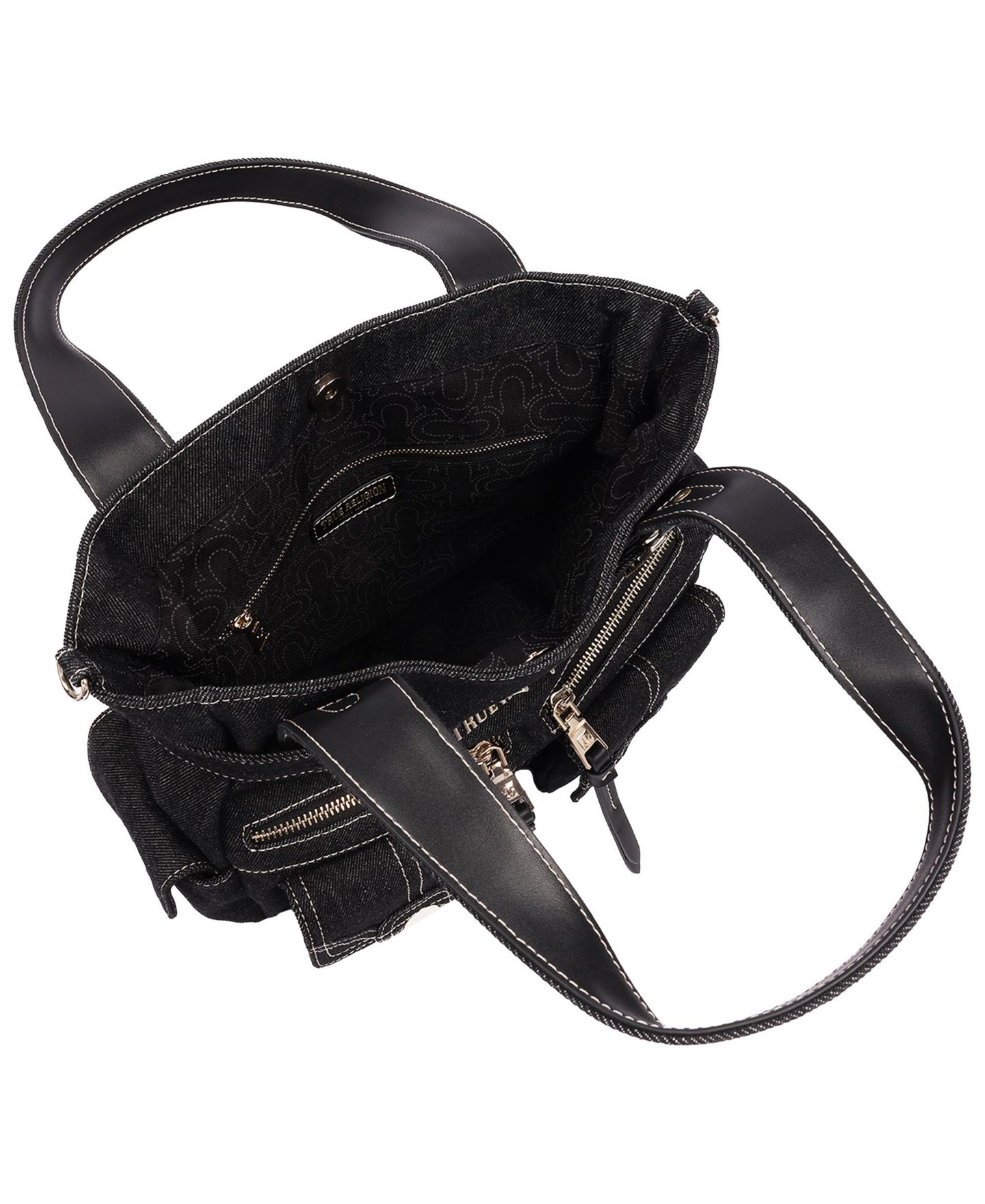 Женская сумка True Religion Multi Pocket Denim Cinch Tote, цвет: Чёрный — фото 5