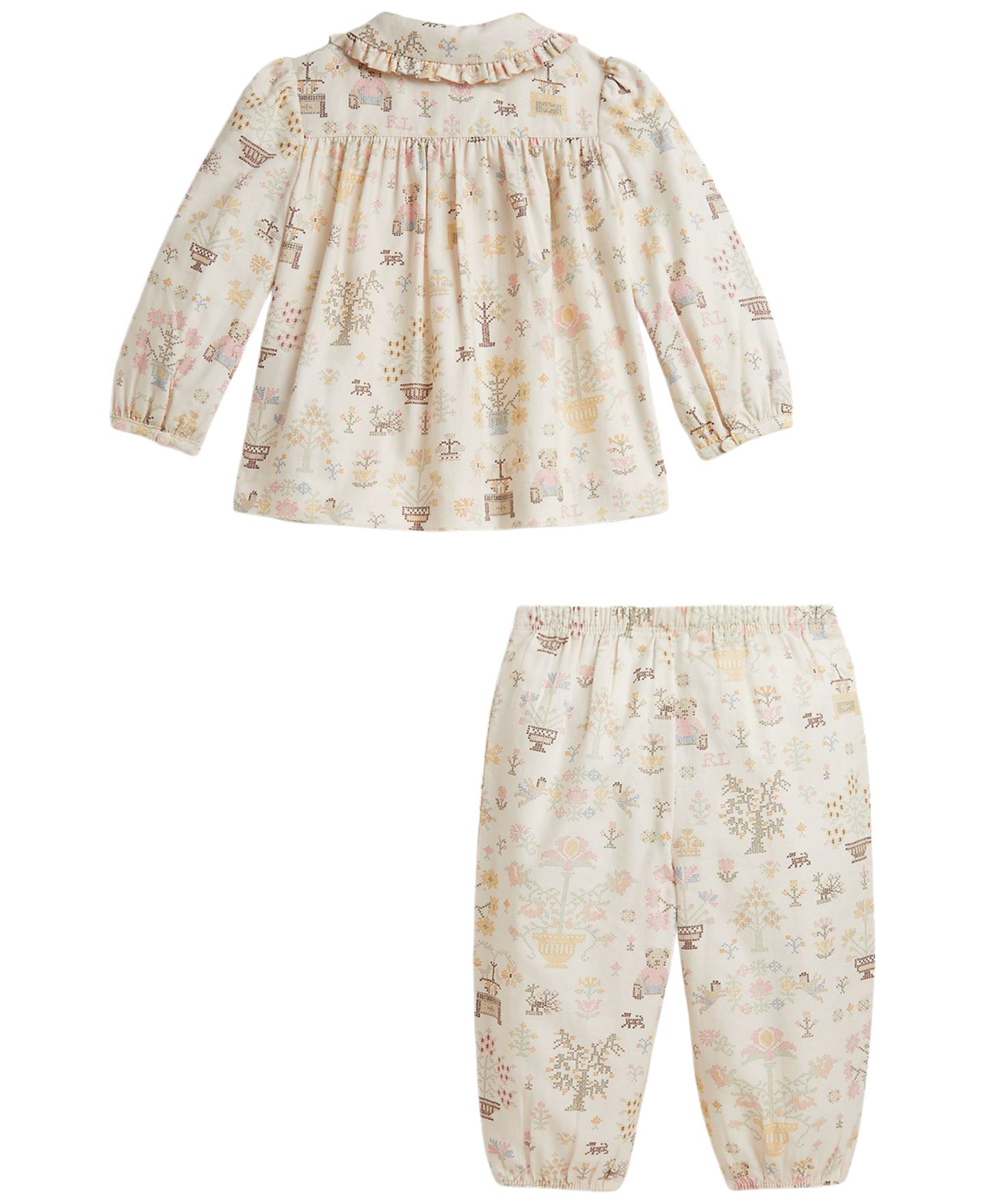 Комплект Polo Ralph Lauren Polo Bear Long-Sleeve Top and Pants, 2-Piece Set для девочек-малышей, цвет: Petite Point Baby Bear — фото 2