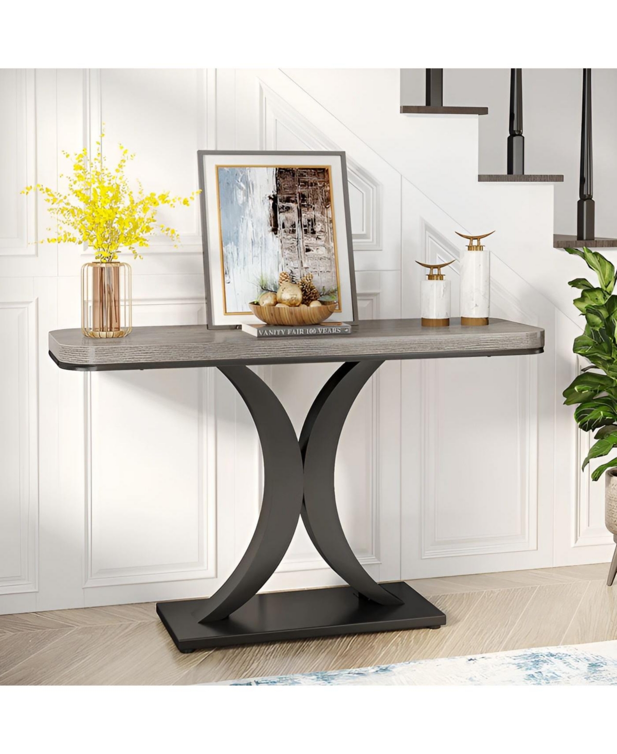 Slickblue Modern Entryway Console Table with Geometric Base for Narrow Spaces and Hallways