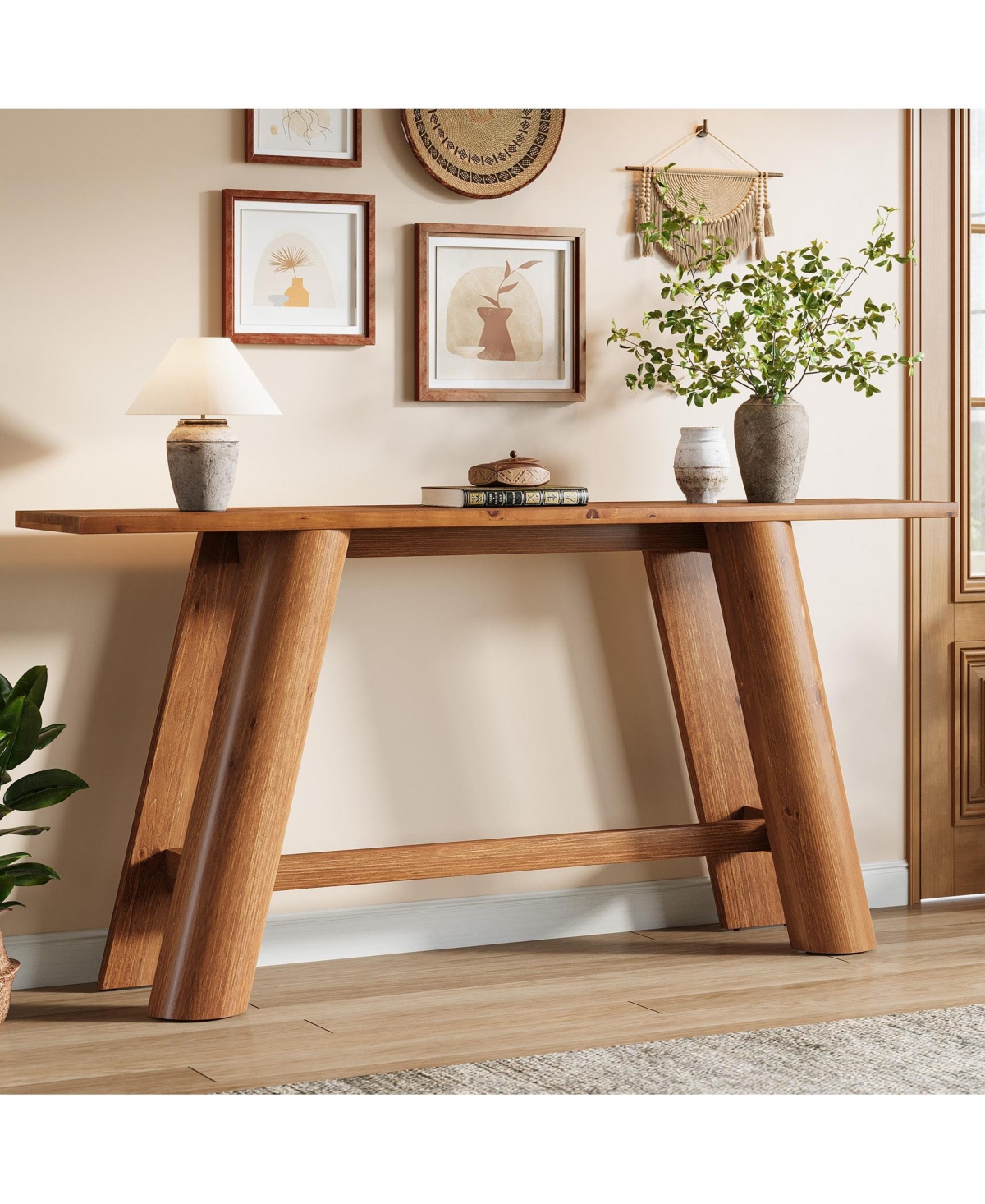 Slickblue Long Wood Console Table for Living Room Hallway and Entryway