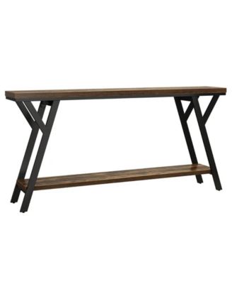 Industrial Sofa Console Table with 2-Tier Storage Shelf for Entryway