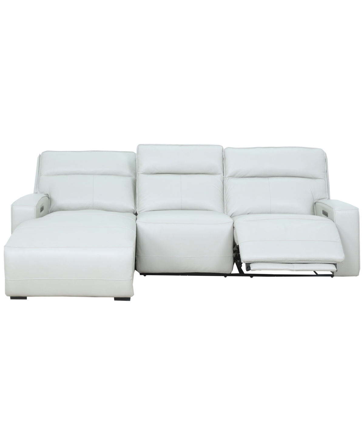 Zackary 3-Piece Leather Chaise Sofa with 3 Power Motion, Macy's Exclusive
