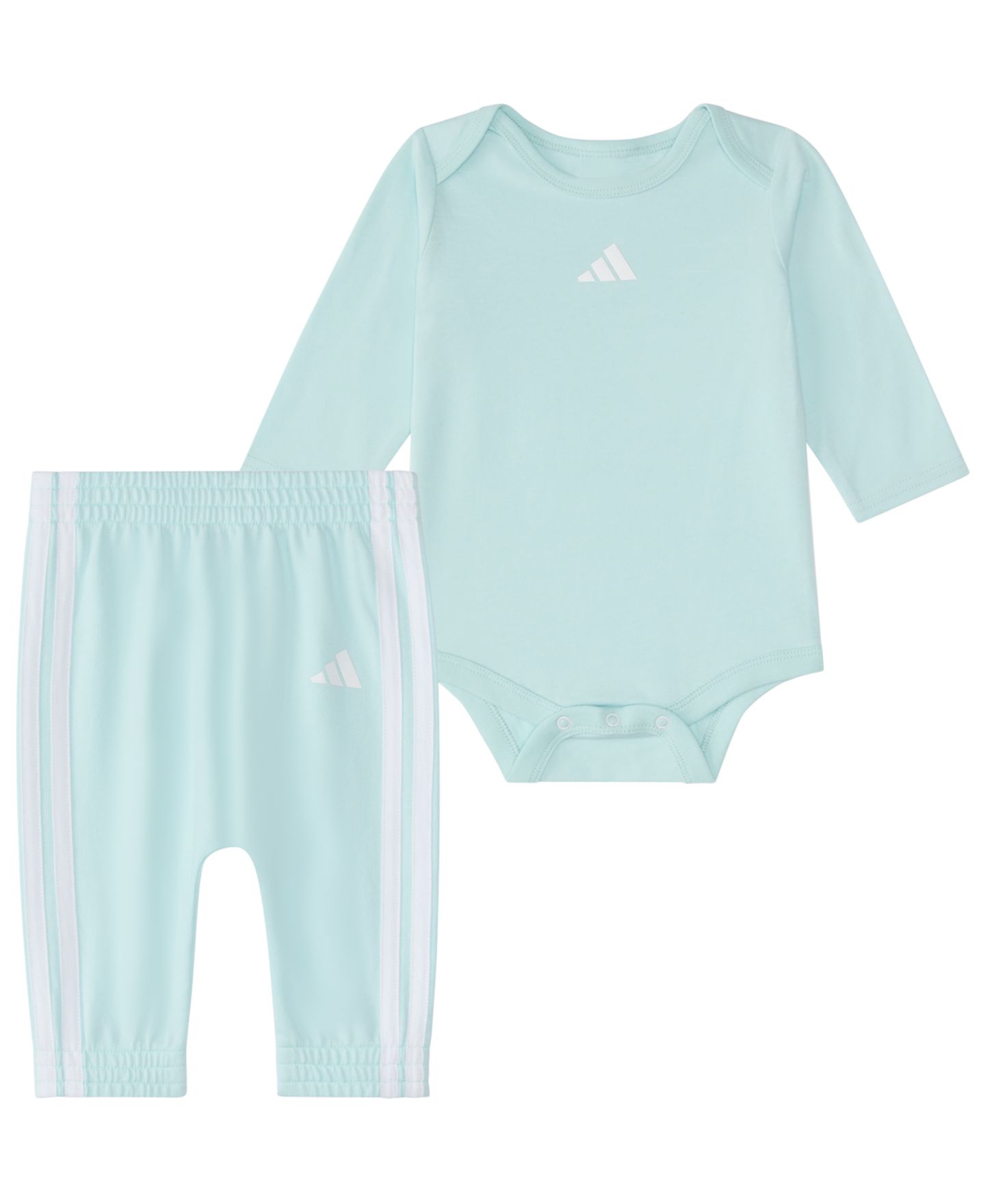 Комплект adidas Long-Sleeve Bodysuit and Pants, 2-Piece Set для девочек-малышей, цвет: Мятный — фото 1