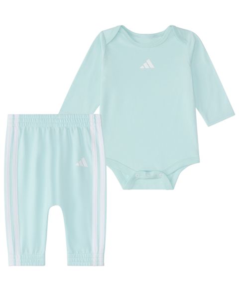 Комплект adidas Long-Sleeve Bodysuit and Pants, 2-Piece Set для девочек-малышей, цвет: Мятный