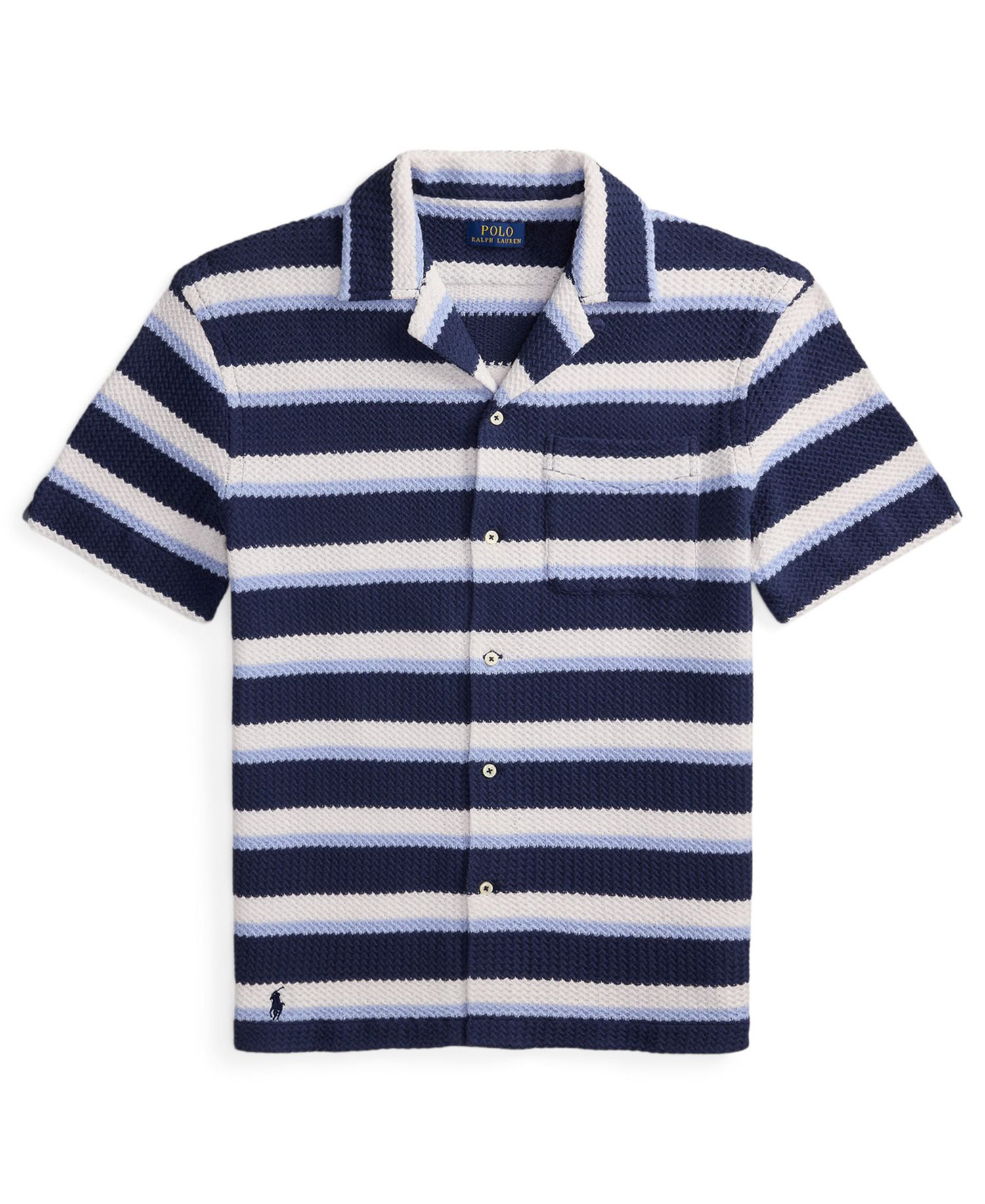 Men's Striped Herringbone Camp Shirt
