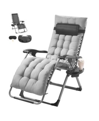 Zero Gravity Recliner Lounge Chair,Adjustable Folding Chair with Cushion and Cup Holder