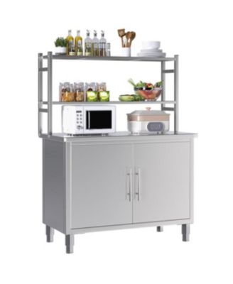 Stainless Steel Table with Cabinet 40"x20" Prep Table for Commercial Kitchen Countertop