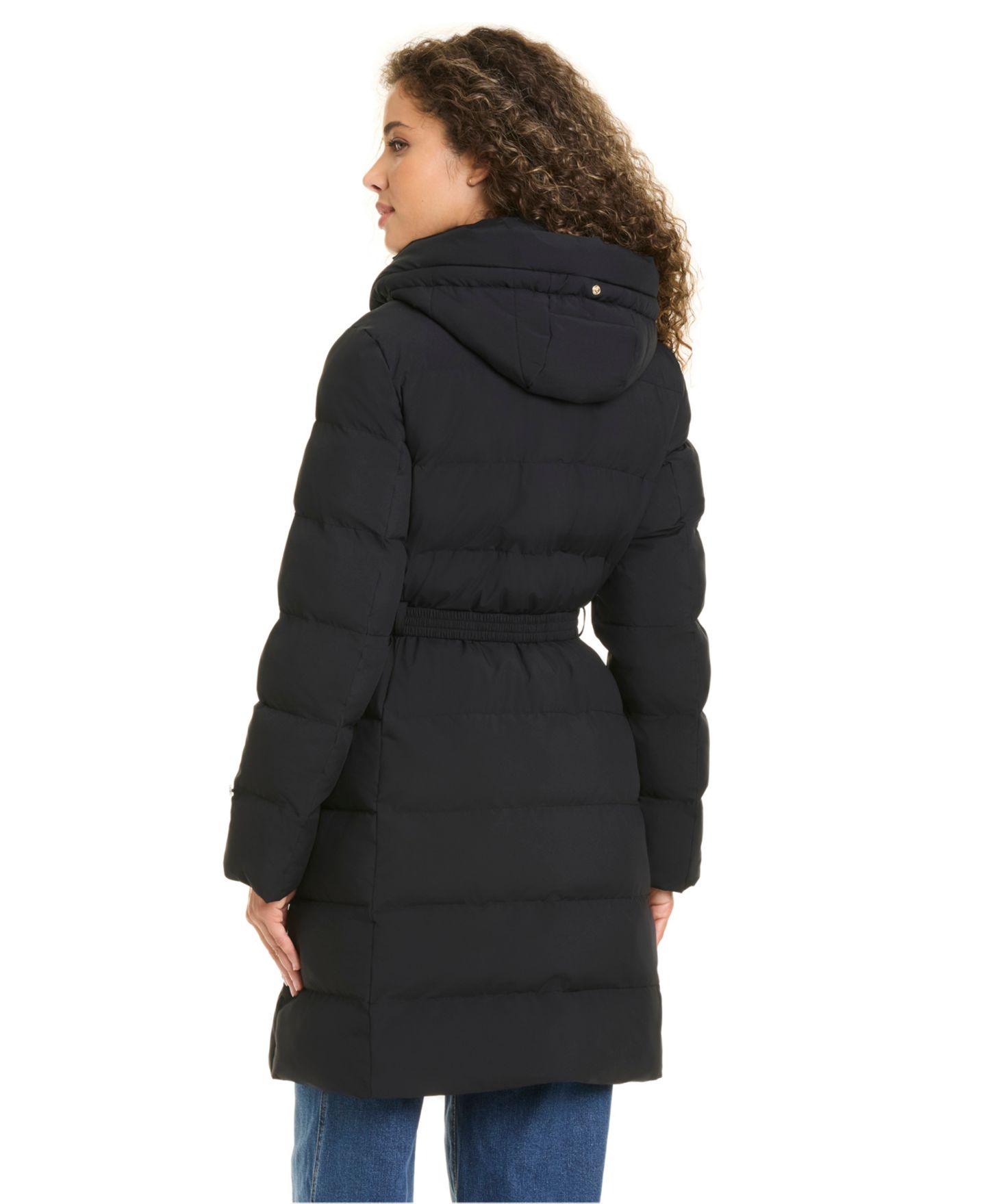 Женская куртка kate spade new york Faux-Fur Arm Cuff Hooded Puffer, цвет: Чёрный — фото 10