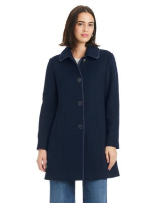 Women's Single Breasted Satin-Trimmed Coat