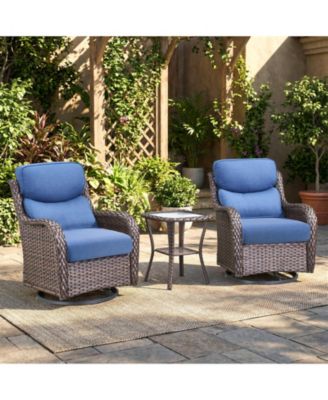 Outdoor Swivel Glider Rocker Chairs with 5-in Cushion - 3 Piece Patio Furniture Set, Patio Bistro Sets with Tempered Glass Side Table