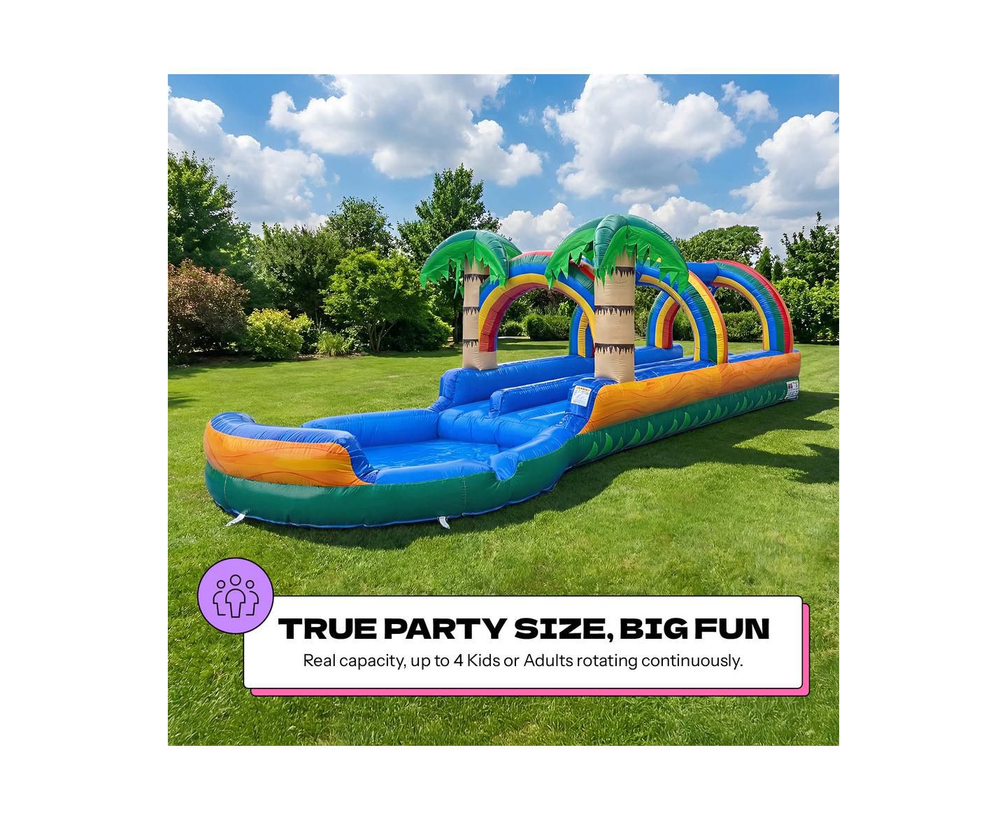 Детская игрушка POP JUMP Tropical 27' Dual Lane Slip N Slide With Pool, цвет: Разноцветный — фото 2