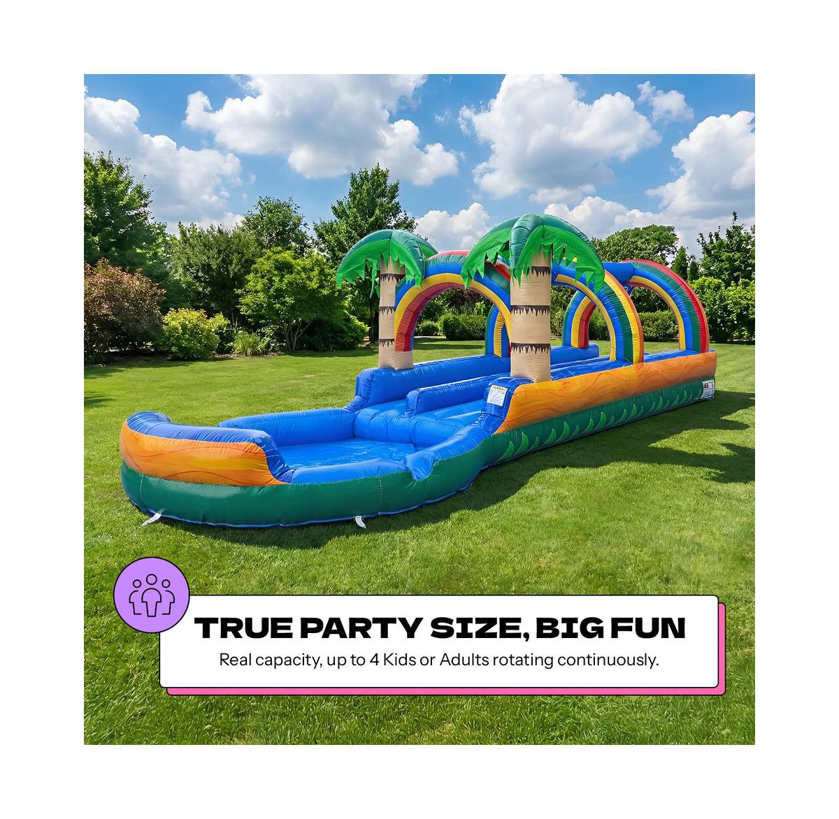 Pop Jump Tropical 27' Dual Lane Slip N Slide With Pool