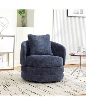 Modern 360degree Swivel Barrel Accent Chair with Pillow
