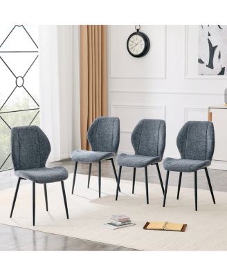 Streamdale 4 Pack Modern Minimalist Smog Fabric Dining Chairs with Metal Legs