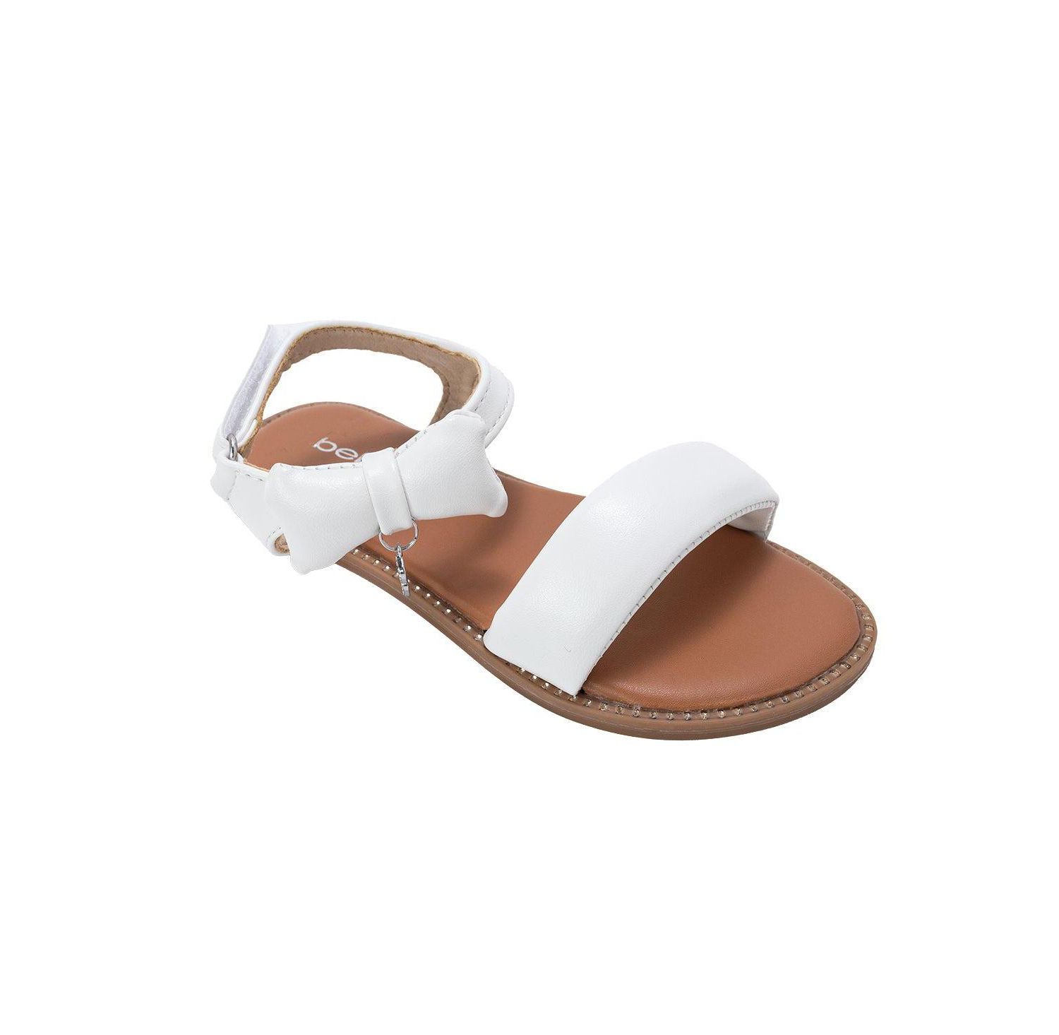Little Girls Girl's Fashion Sandals - Dressy Shoes with Puffy Bow and Hanging Logo Charm
