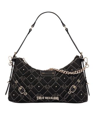 Women's Studded Denim Chain Shoulder Bag