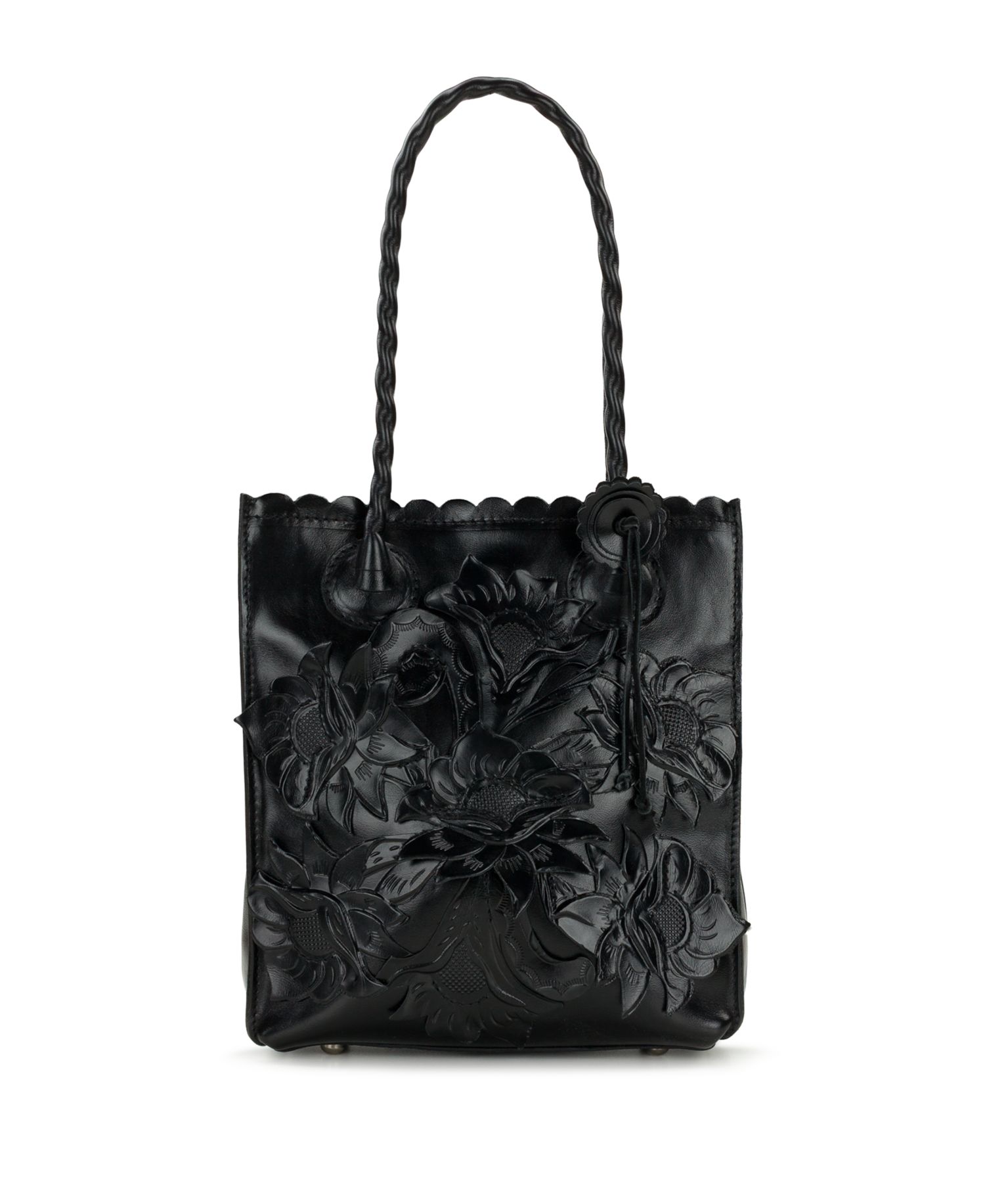 Charline Cavo Small Tooled Leather Applique Tote Handbag