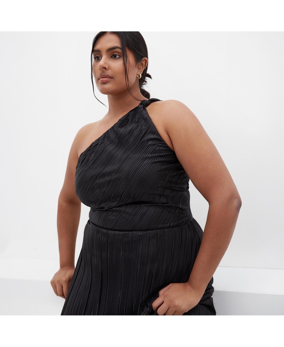 City Chic Plus Kamila One Shoulder Metallic Dress