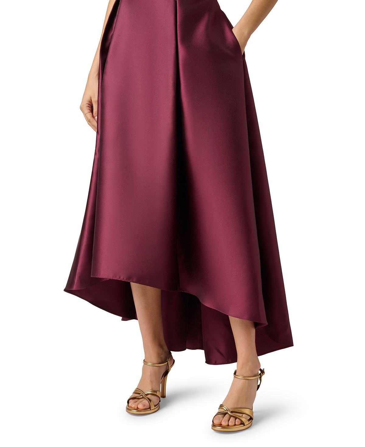 Adrianna Papell Women's Sequin Combo Mikado High-Low Ball Gown view 4 — MAYCSS fashion products