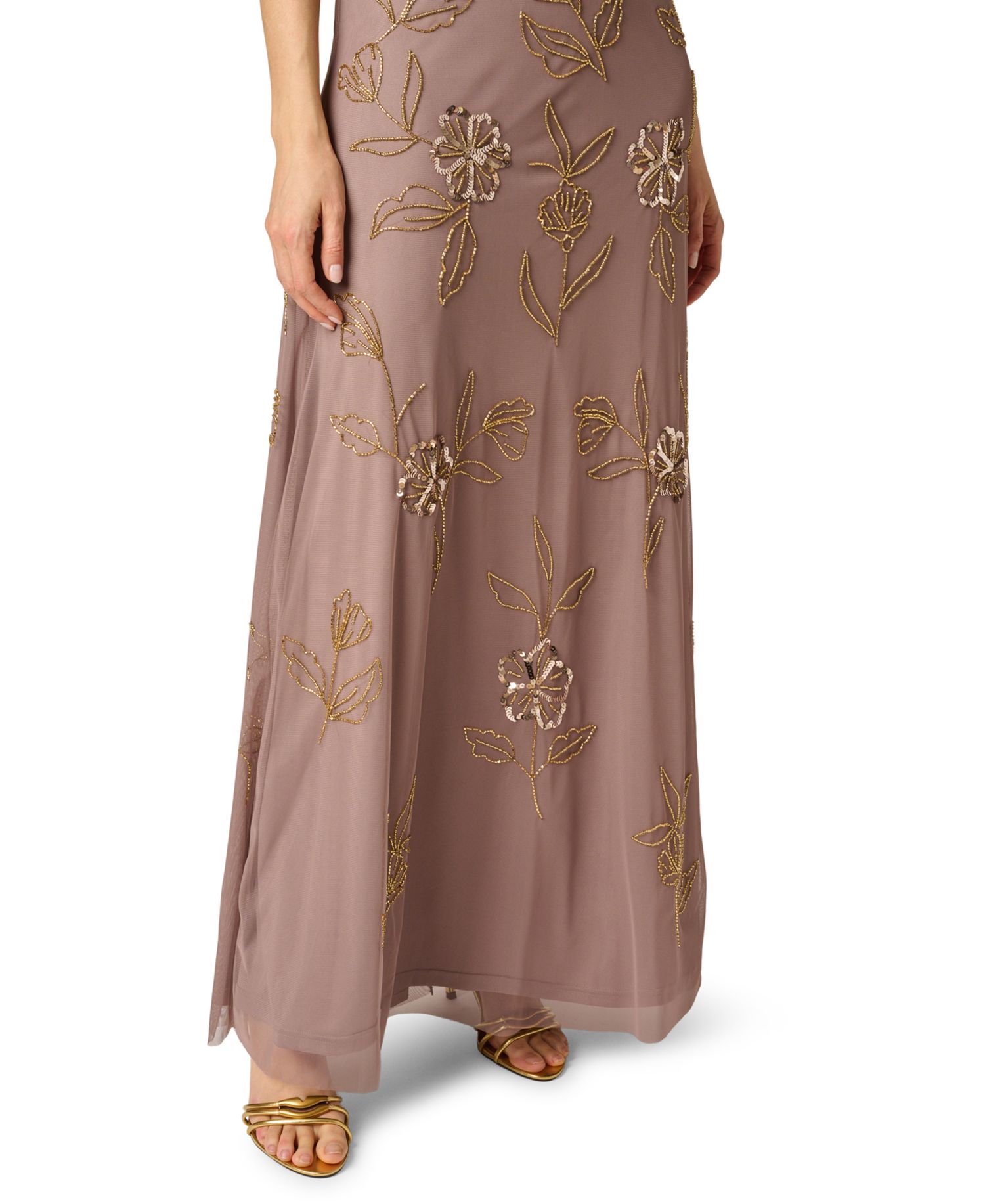 Women's Blouson Crewneck Beaded Ball Gown