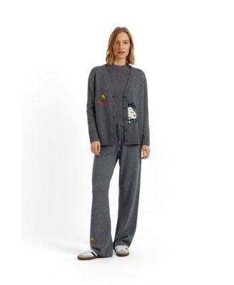 Chinti and Parker Women's Wool-Cashmere Snoopy Embroidered Cardigan