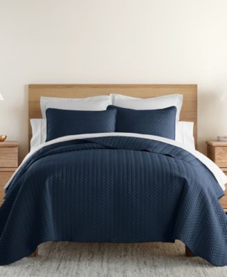 Herringbone Lightweight Quilted Coverlet Set, Queen