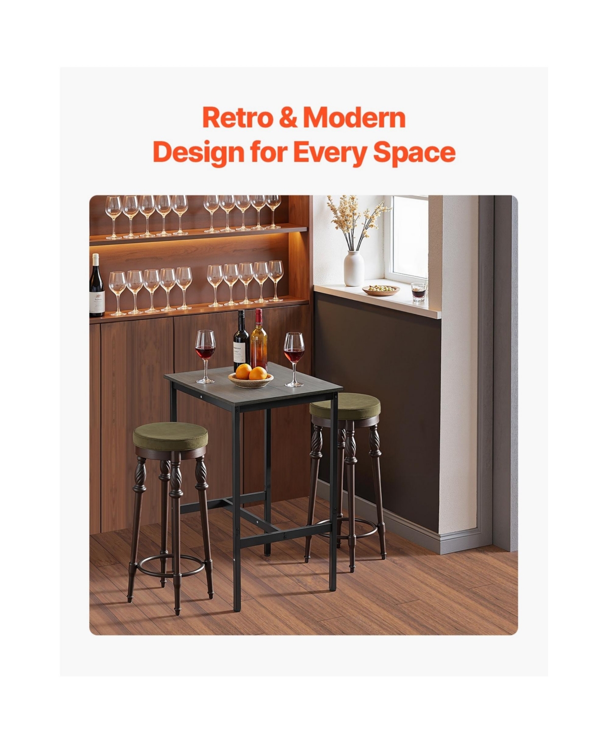 Yiortwo 24 Inch Bar Table Pub Table with Metal Frame for Dining Kitchen and Coffee Spaces