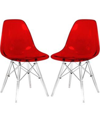 Cresco Modern Molded Dining Chair Set of 2 Chrome-Plated Eiffel Base and Acrylic Support Legs Ergonomic Curved Seat Accent Side Chair