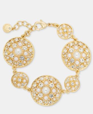 Faux Pearl and Glass Flex Bracelet