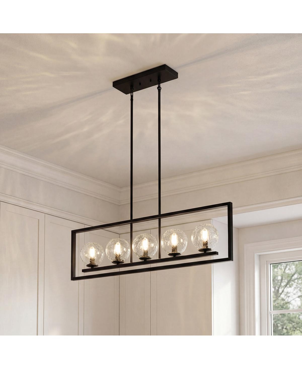 Tribesigns 5-Light Linear Kitchen Island Chandelier, Adjustable Pendant Light