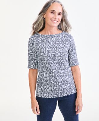 Women's Nala's Garden Floral Elbow Sleeve Boat Neck T-Shirt