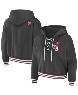Women's Pewter Tampa Bay Buccaneers Lace-Up Pullover Hoodie