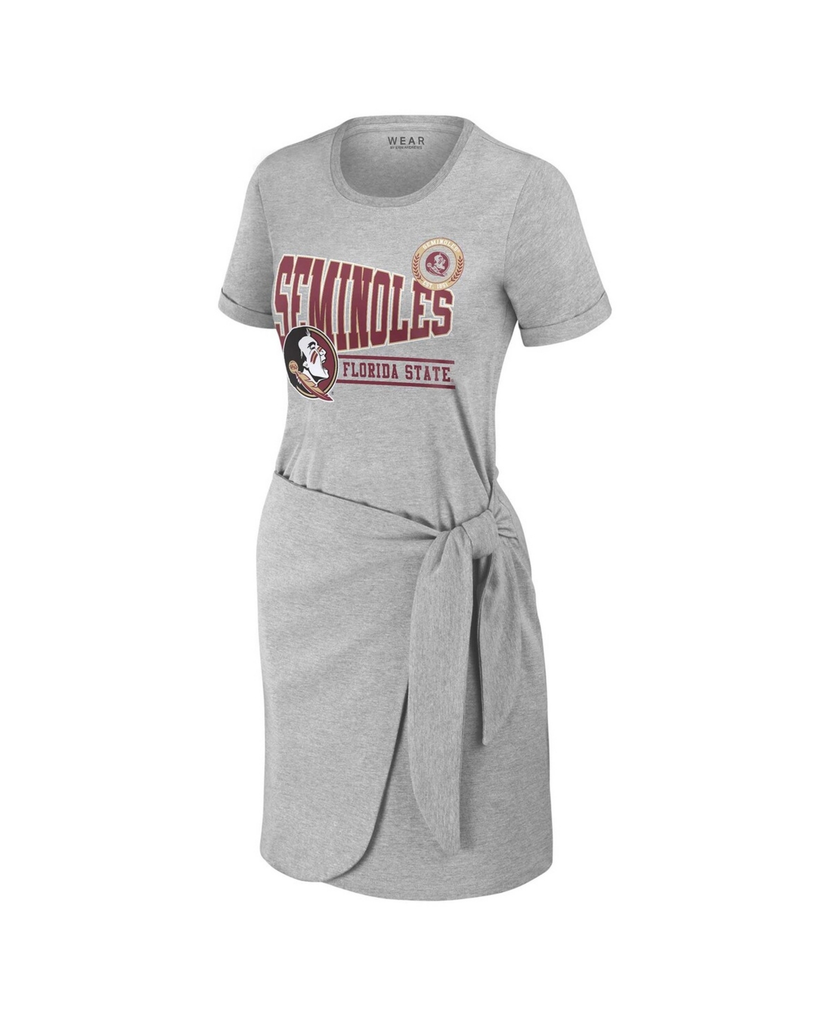 Wear by Erin Andrews Women's Heather Gray Florida State Seminoles Knotted T-Shirt Dress