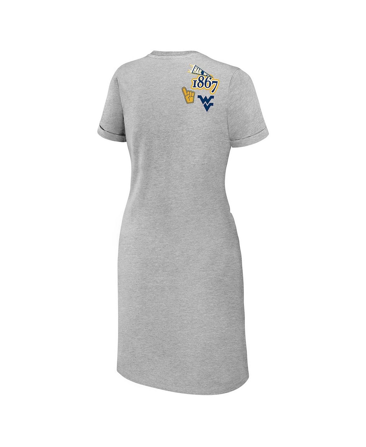 WEAR by Erin Andrews Women's Heather Gray West Virginia Mountaineers Knotted T-Shirt Dress view 3 — MAYCSS fashion products