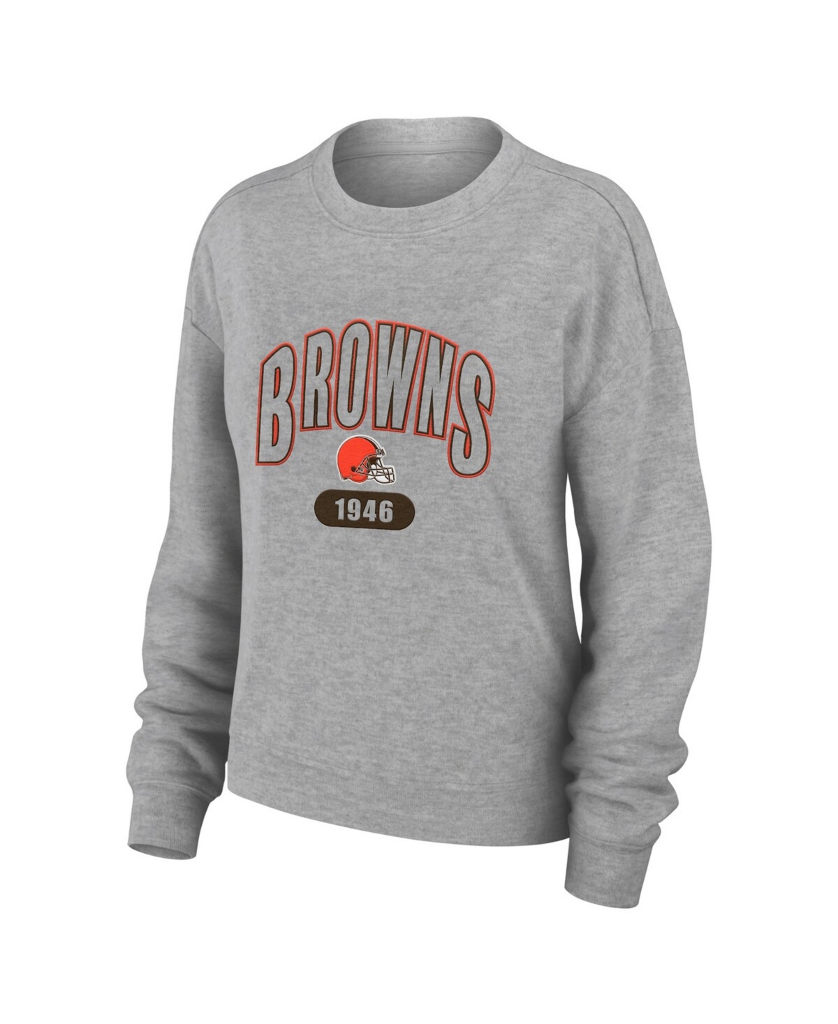 Wear by Erin Andrews Women's 2-Piece Heather Gray Cleveland Browns Plus Knitted Tri-Blend Long Sleeve T-Shirt & Pants Lounge Set