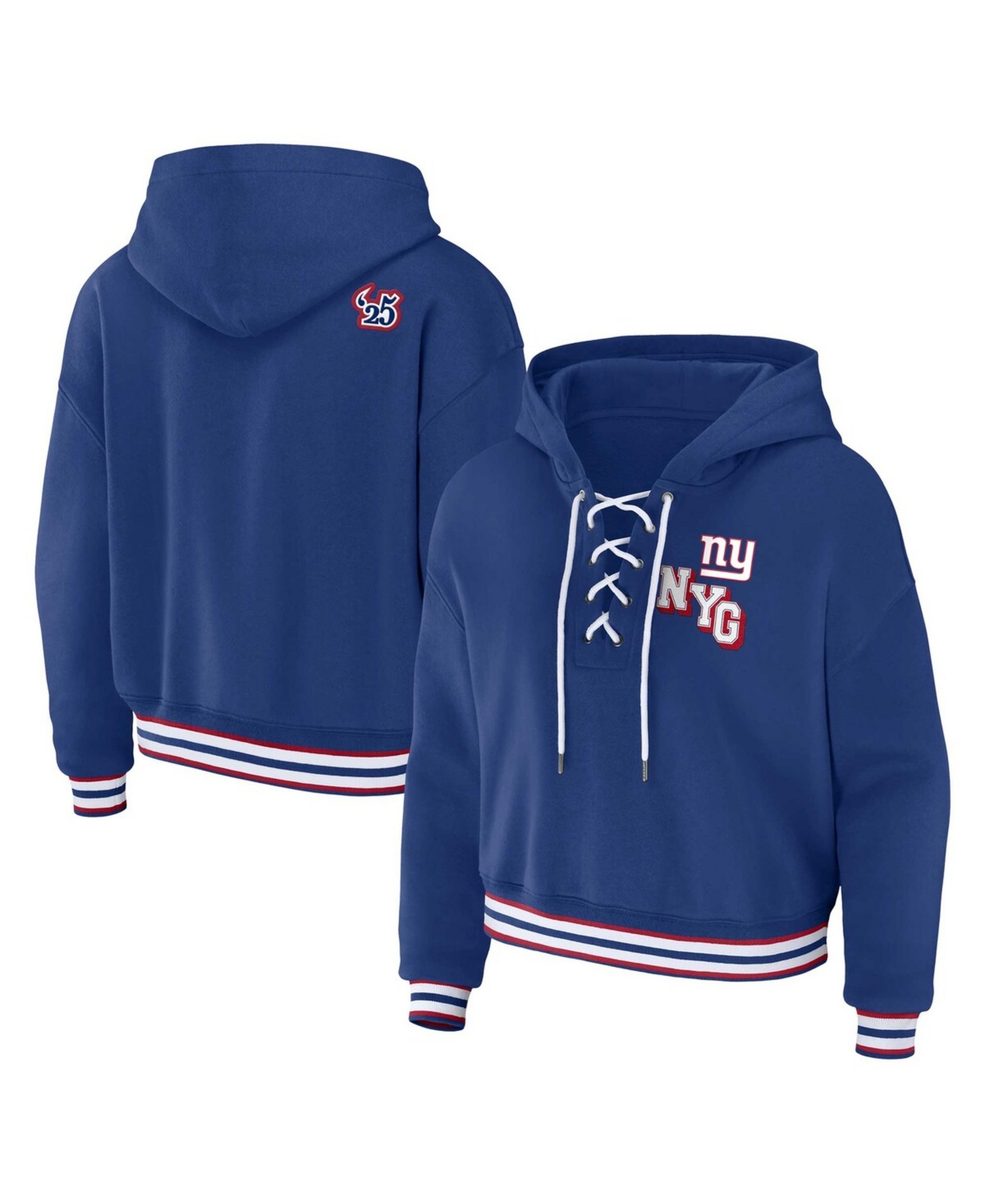 Wear by Erin Andrews Women's Royal New York Giants Plus Lace-Up Pullover Hoodie