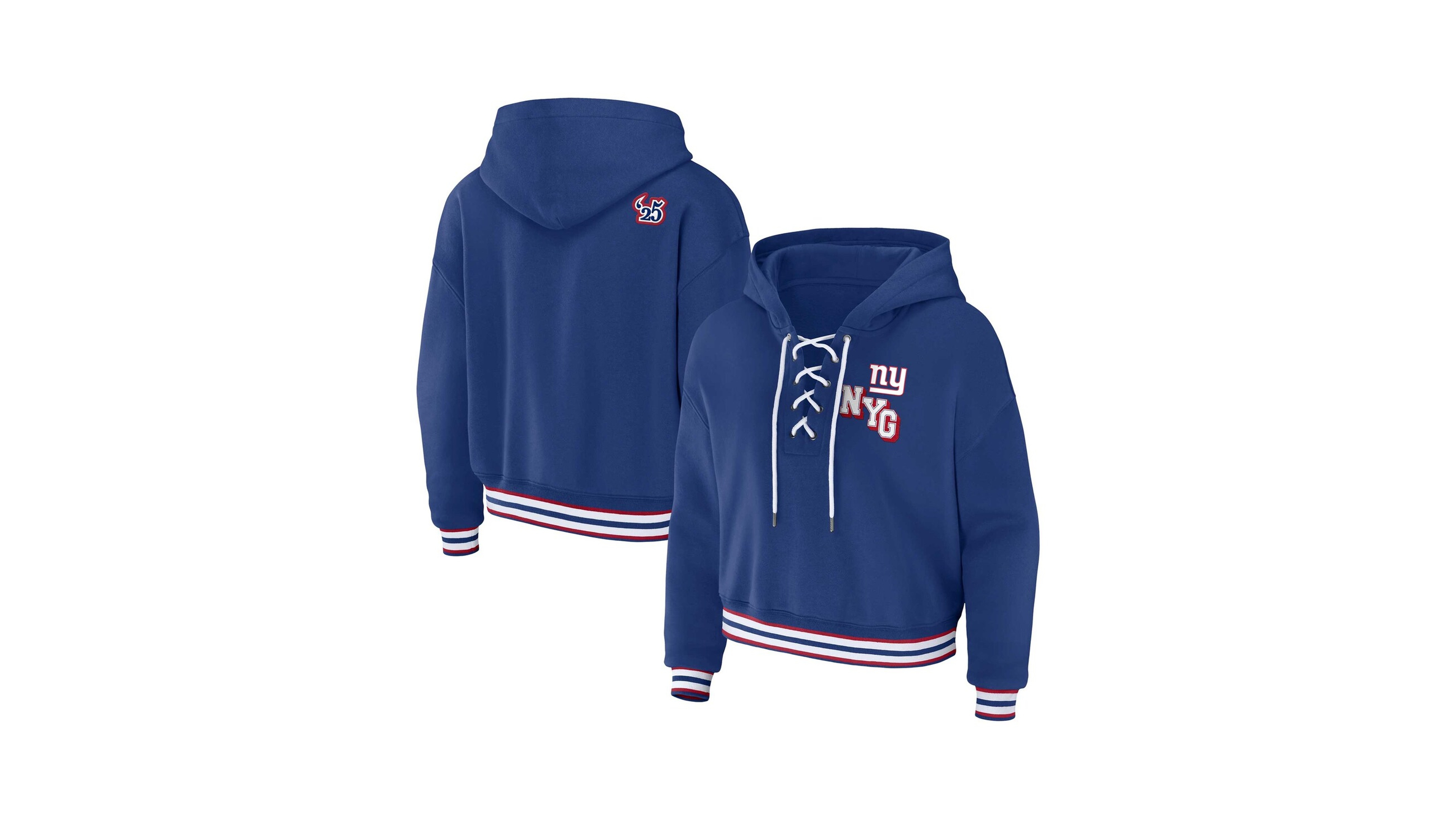 Wear by Erin Andrews Women's Royal New York Giants Plus Lace-Up Pullover Hoodie
