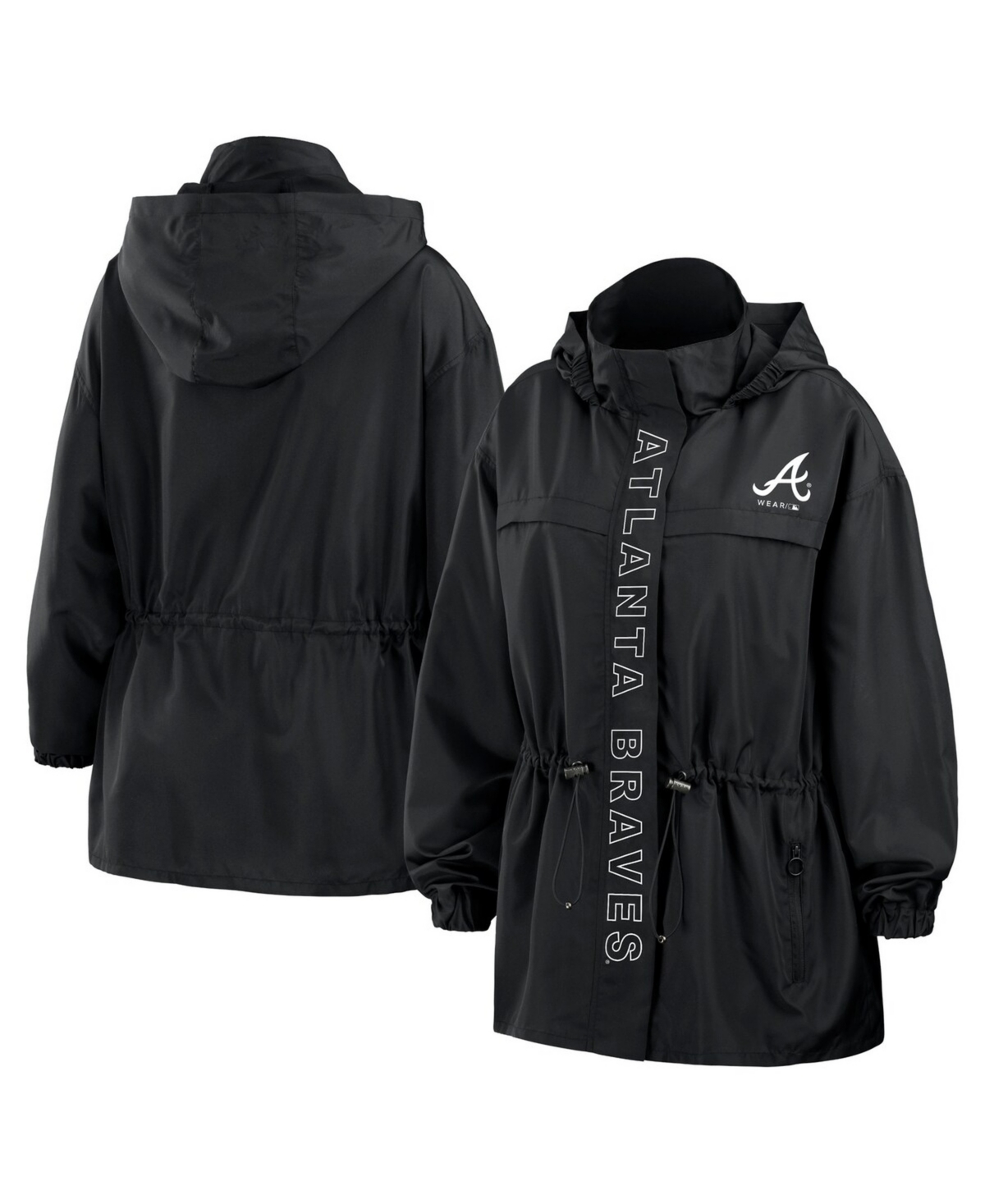 Wear by Erin Andrews Women's Black Atlanta Braves Full-Zip Windbreaker Hoodie Jacket