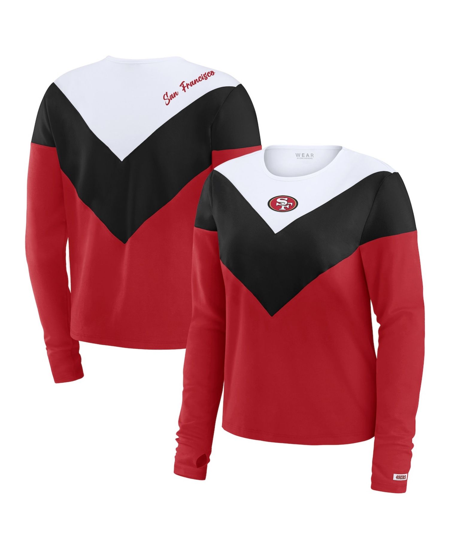 Women's Scarlet/Black San Francisco 49ers Plus Size Chevron Tri-Blend Long Sleeve T-Shirt