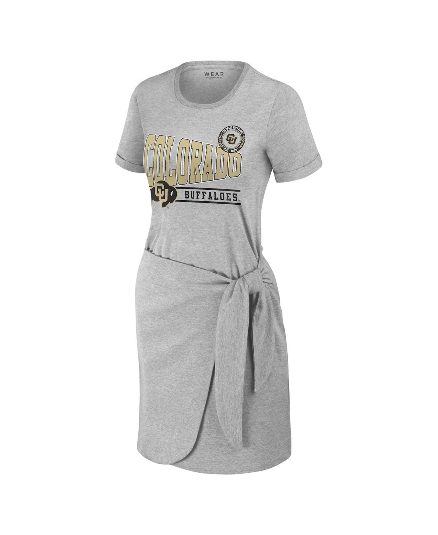 Женское платье WEAR by Erin Andrews Heather Gray Colorado Buffaloes Knotted T-Shirt — фото 2