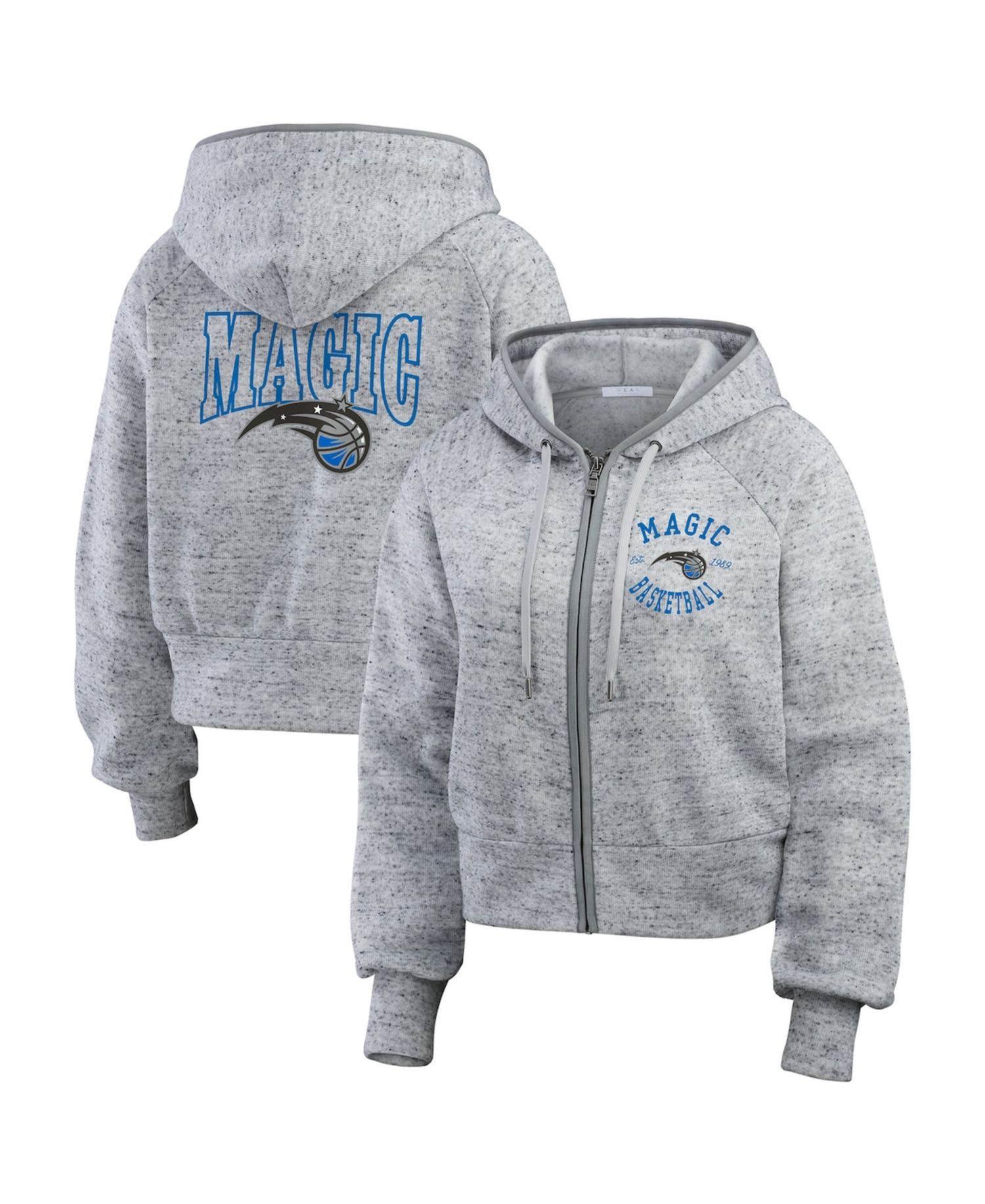 Women's Heather Gray Orlando Magic Speckled Radiator Full-Zip Hoodie