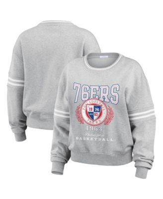 Women's Heather Gray Philadelphia 76ers French Terry Pullover Sweatshirt