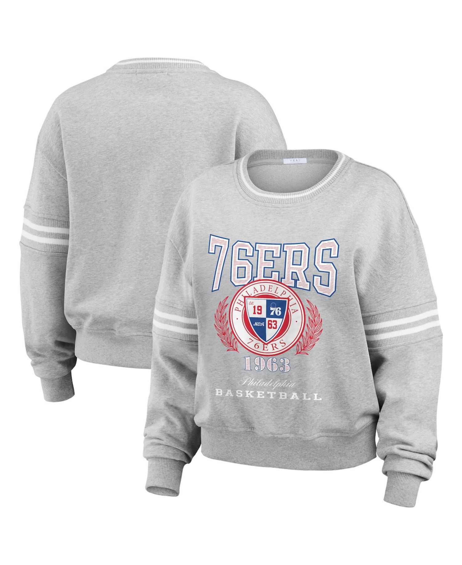 Women's Heather Gray Philadelphia 76ers French Terry Pullover Sweatshirt