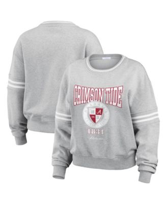 Women's Heather Gray Alabama Crimson Tide Classic Stripe Pullover Sweater