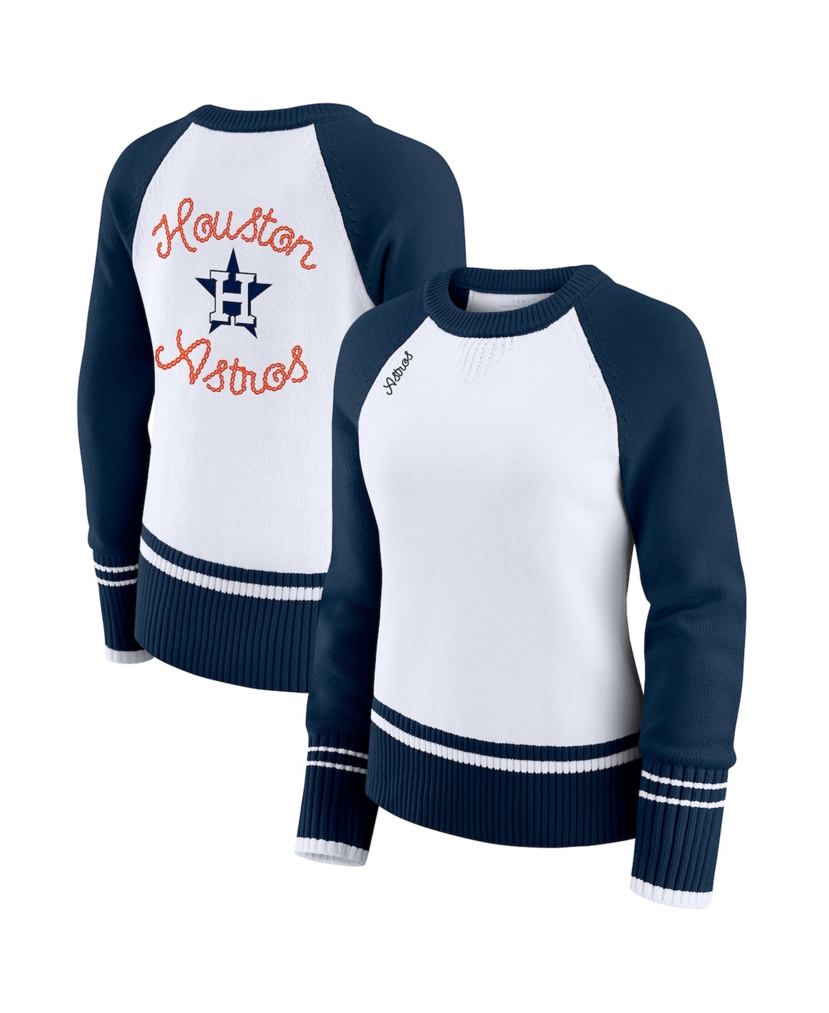 Wear by Erin Andrews Women's White Houston Astros Color block Raglan Sweater