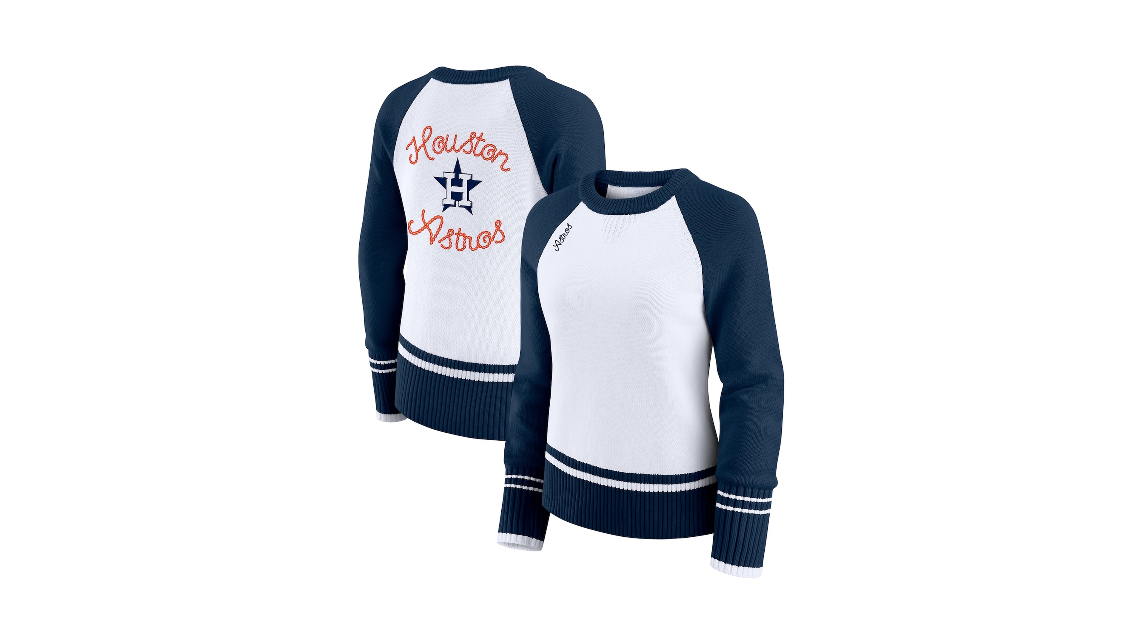 Wear by Erin Andrews Women's White Houston Astros Color block Raglan Sweater