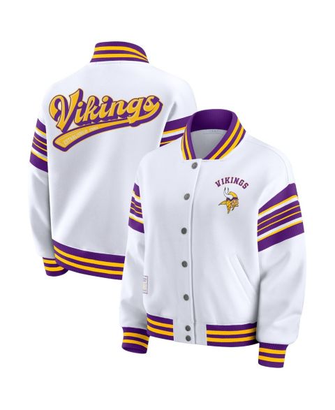 Женские худи WEAR by Erin Andrews Women's White Minnesota Vikings Plus Size Full-Snap Fleece Sweatshirt Jacket