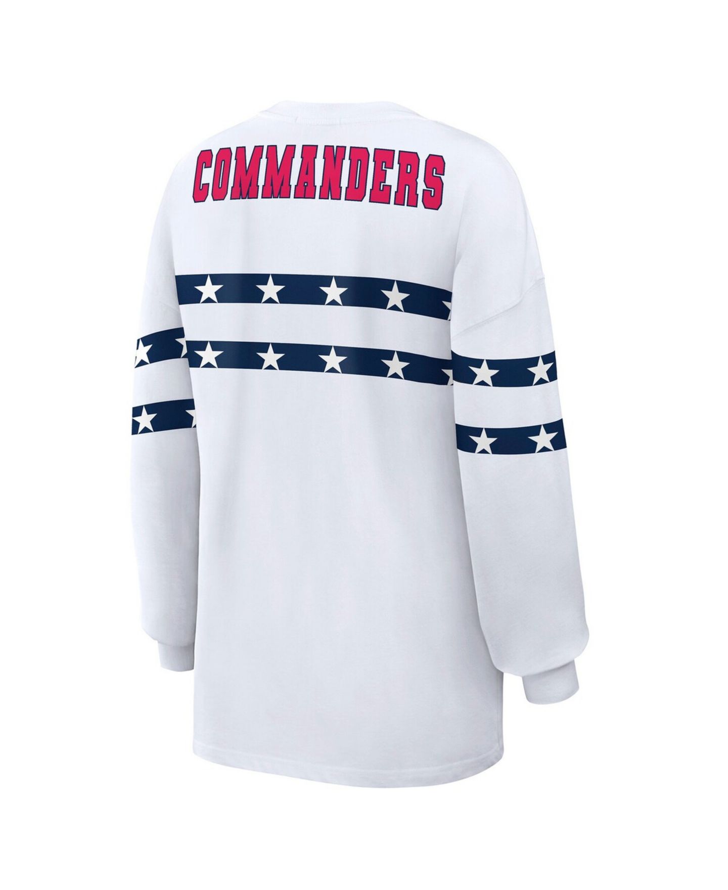 Женская футболка WEAR by Erin Andrews White Washington Commanders Americana Stripe Long Sleeve — фото 3