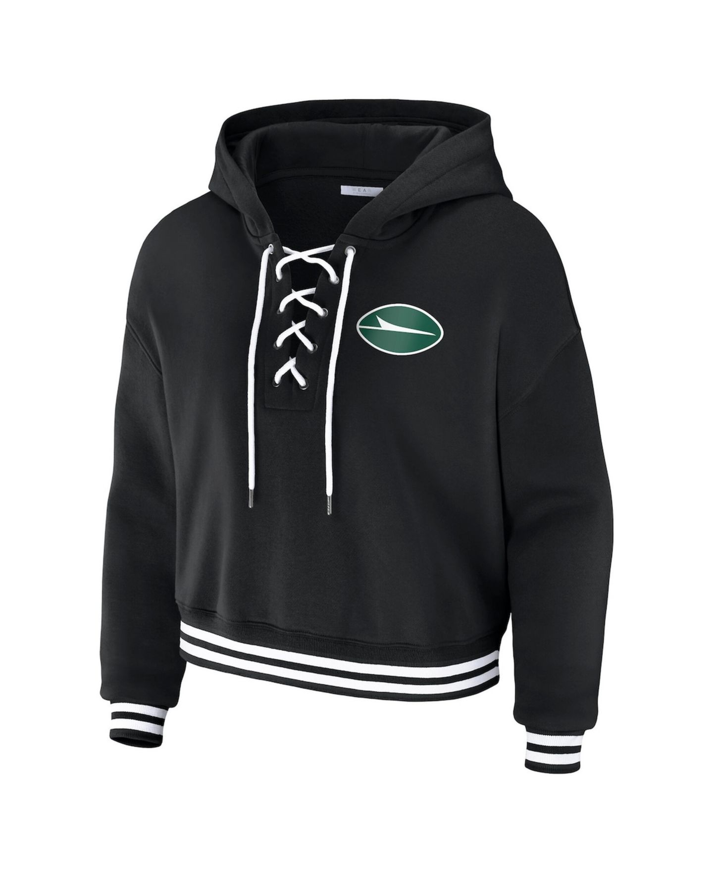Женское худи WEAR by Erin Andrews Black New York Jets Lace-Up Fleece — фото 2